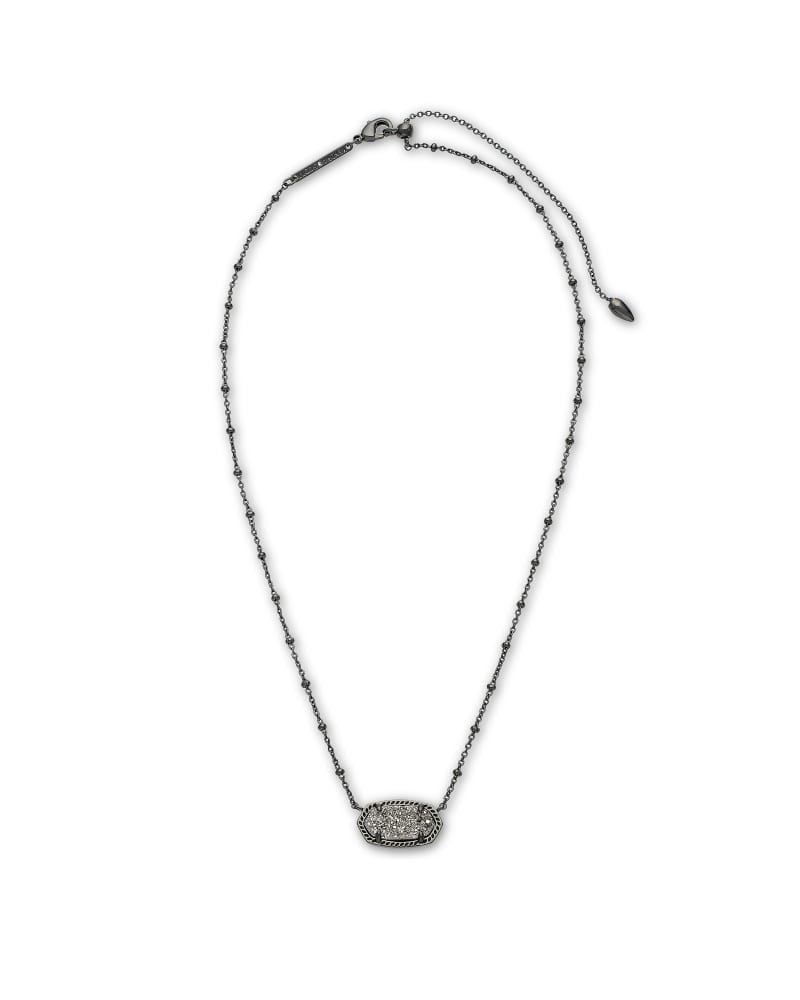 Elisa Gunmetal Satellite Pendant Necklace In Platinum Drusy