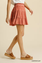 CLAY WASHED RUFFLE TIERED SKIRT