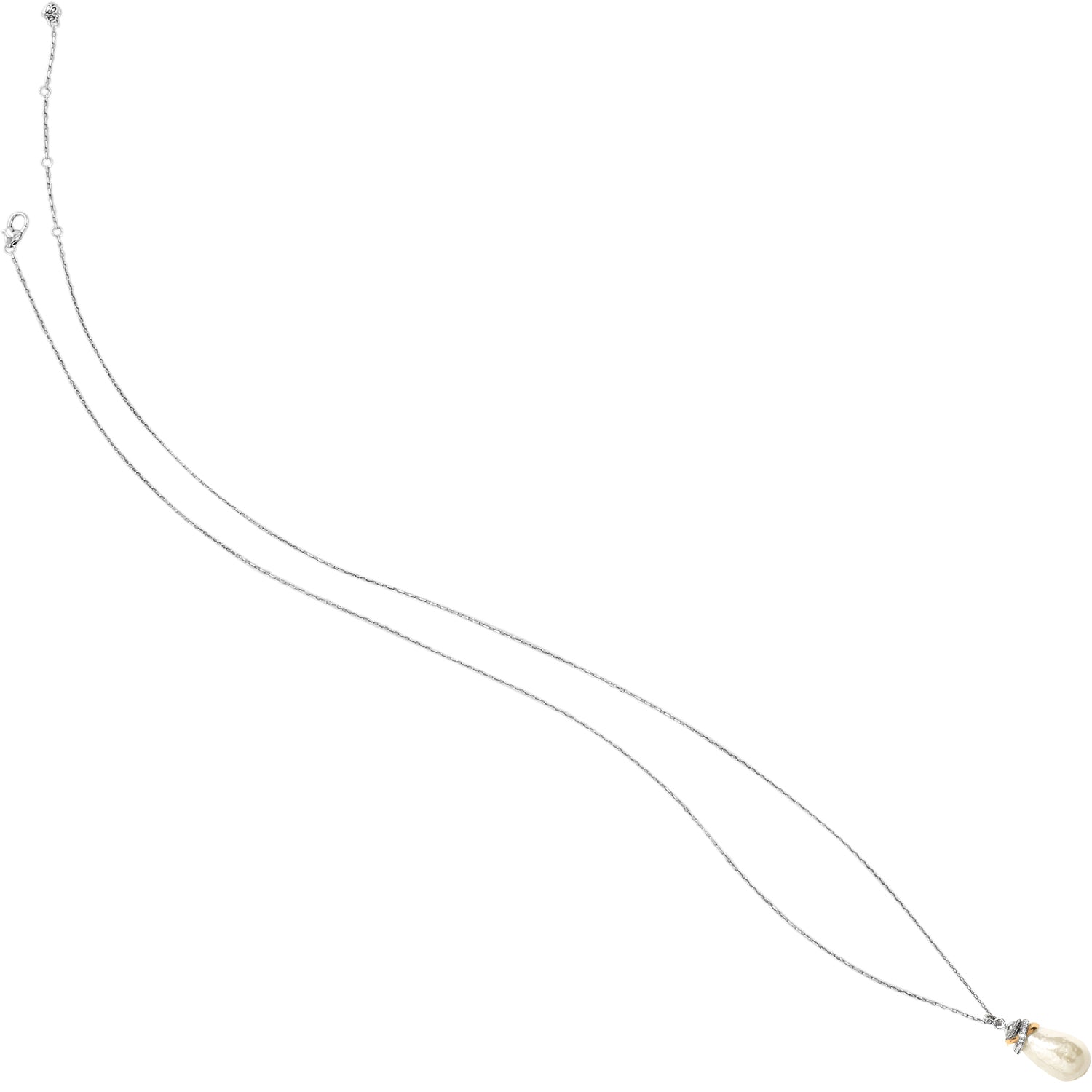 Brighton Neptune's Rings Necklace features stacked ringlet from our Neptune's Rings motif on baroque handmade glass Japanese pearl and adjustable chain measures 36" - 39". Shop at The Painted Cottage in Edgewater, MD