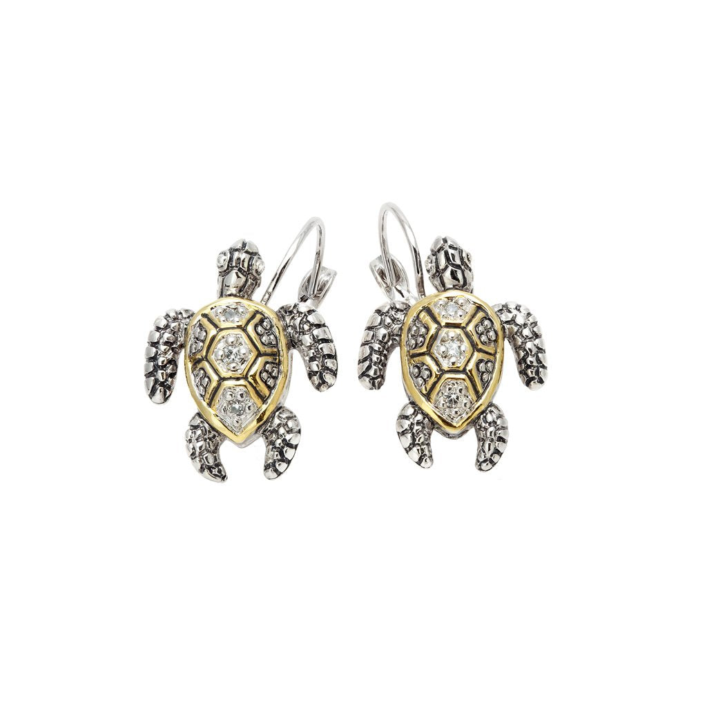 Pave Turtle French Wire Earrings